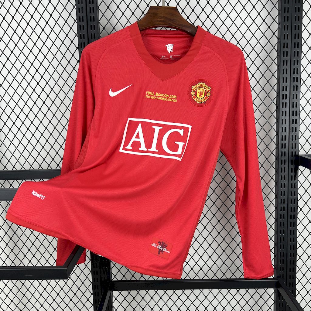 Camisa do Manchester United Manga Longa Retrô 2007/08 Home UCL
